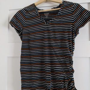 Maternity Striped Short Sleeve V-Neck